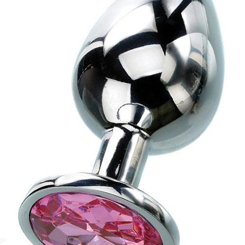 Adam and Eve Small 2.8″ Faux Jewel Base Metal Butt Plug