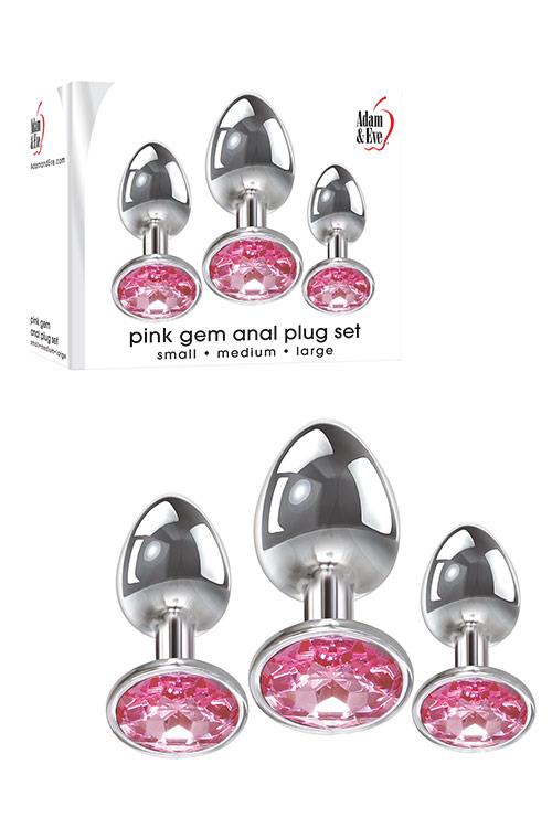 Adam and Eve Pink Gem SIlver Anal Training Kit