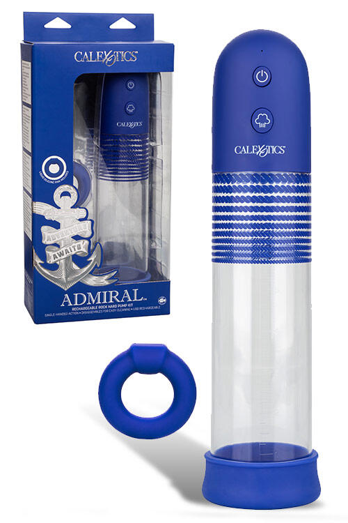 Calexotics Rock Hard Admiral 8″ Automatic Penis Pump Kit plus Cock Ring