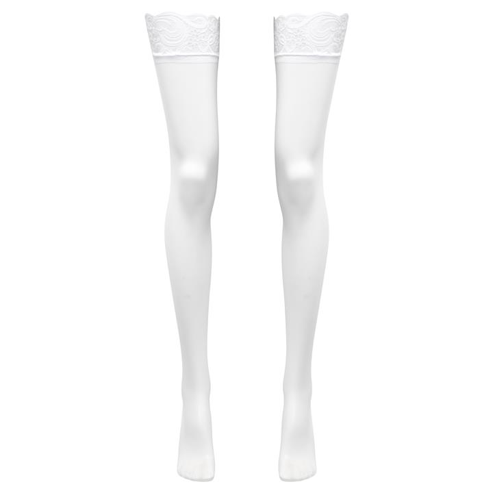 Lovehoney White Sheer Lace Top Thigh High Stockings