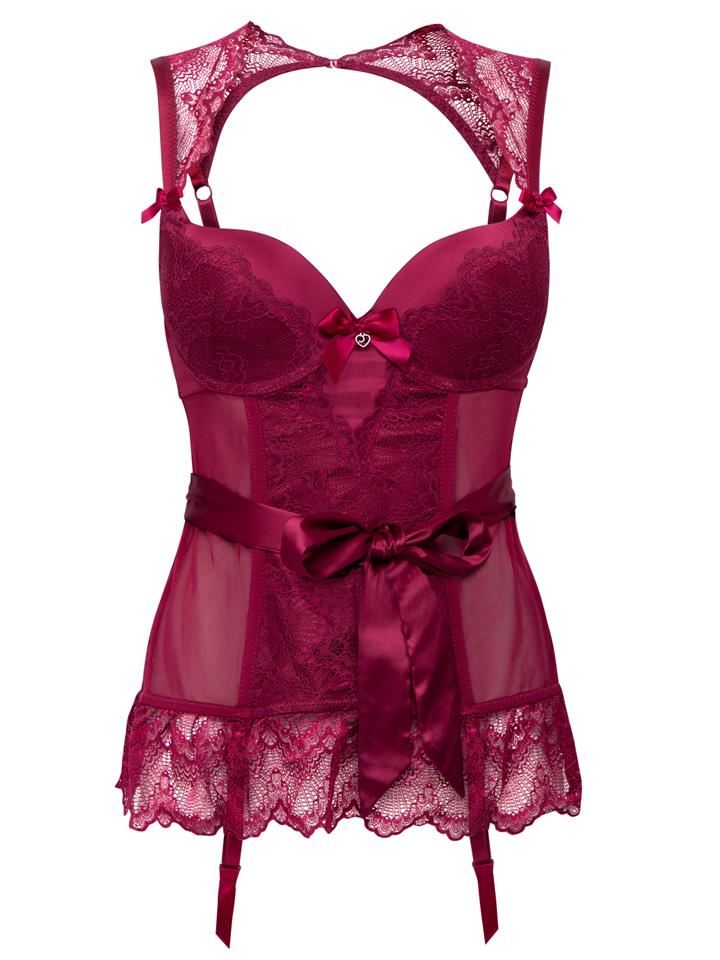 Lovehoney Moonlight Wine Plunge Basque Set