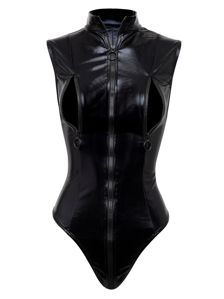 Lovehoney Fierce Wet Look Zip-Around Peek-a-Boo Body