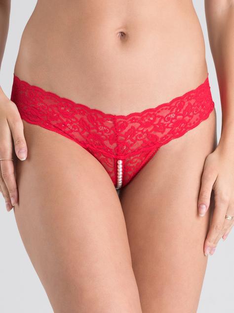 Lovehoney Red Crotchless Pearl Thong