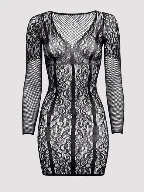 Fifty Shades of Grey Captivate Black Lace Long Sleeve Mini Dress