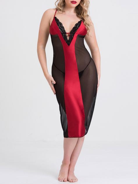 Lovehoney Empress Red Satin and Mesh Long Slip