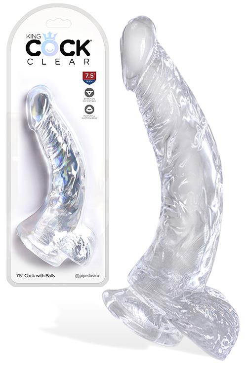 Pipedream King Cock Clear Realistic 7.5″ Dildo with Balls & Suction Cup Base