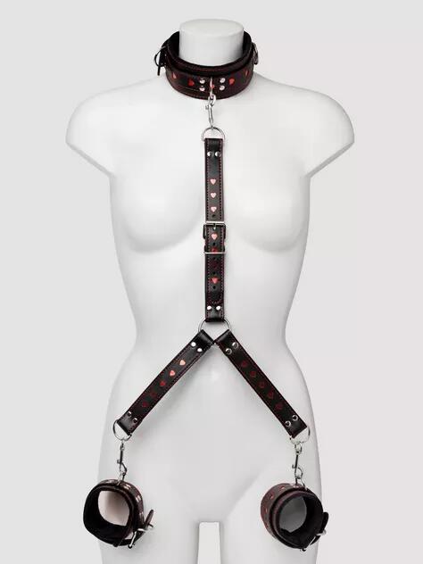 Bondage Boutique Heart Collar to Wrist Restraints