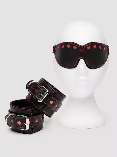 Bondage Boutique Heart Blindfold and Cuff Set (2 pieces)