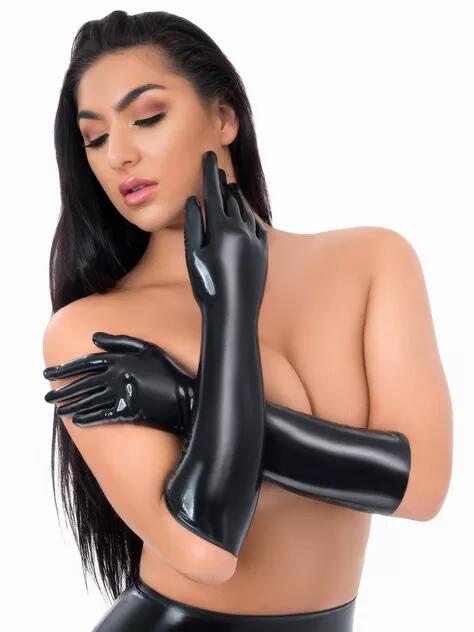 Latex Fetishwear Black Full Length Gloves