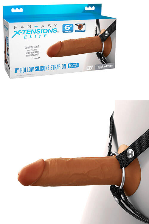 Pipedream Elite 6″ Silicone Dual Density Hollow Strap On