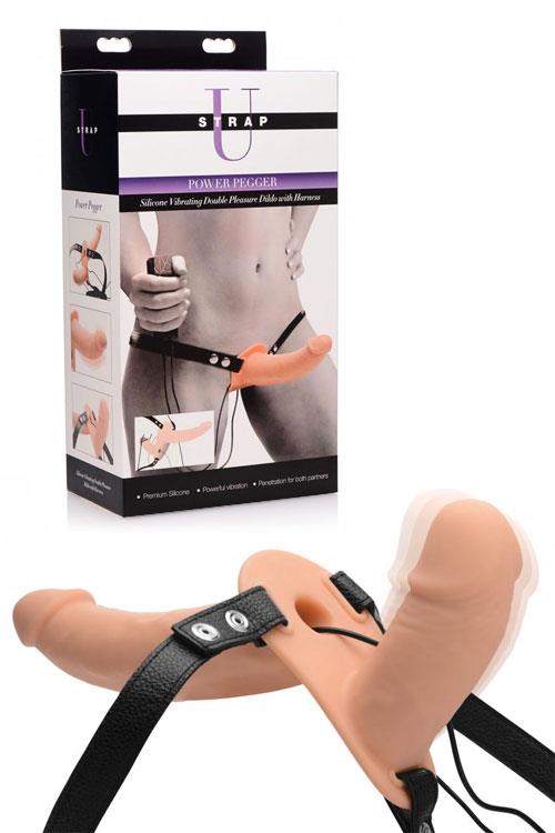 Strap U Vibrating Silicone Harness & Double Dildo