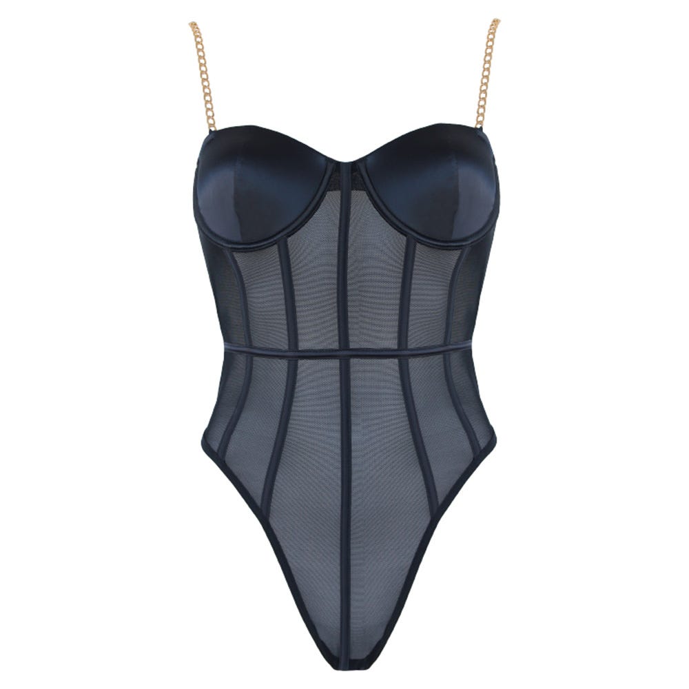 Love in Leather Muse Chain Strap Mesh Teddy