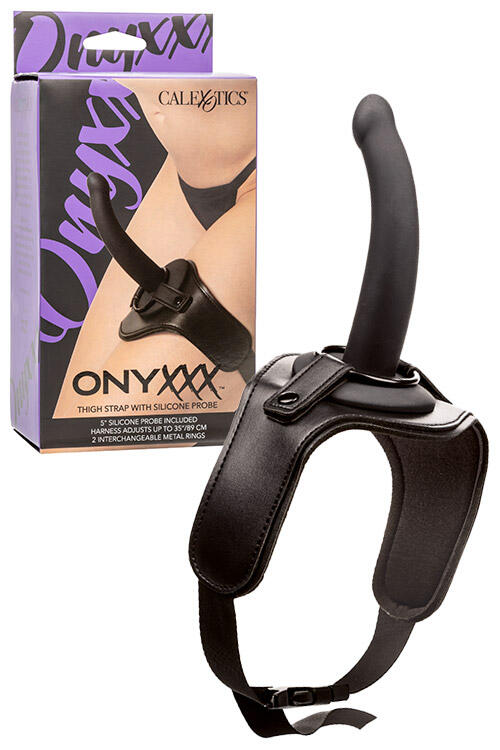 Calexotics Onyxxx Thigh Strap with 5" Silicone Probe