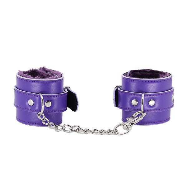 Love In Leather Leatherette Faux-Fur Lined Wrist Cuffs