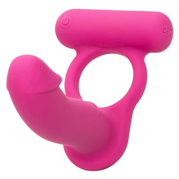 CalExotics Silicone Rechargeable Double Diver with Cock Ring, Vibrating Teaser and Anal Probe