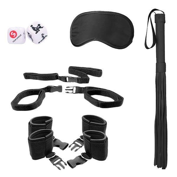 Ouch Black & White Bed Post Bindings Restraint Kit