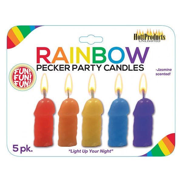 Hott Products Rainbow Pecker Party Candle 5-Pack