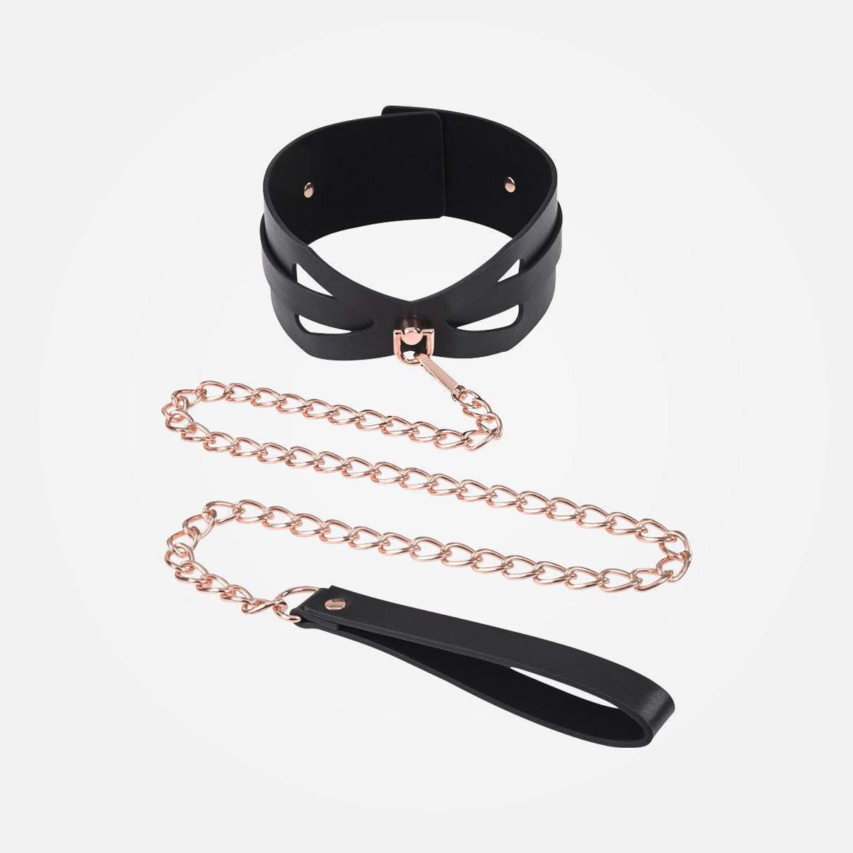 Sex & Mischief Collar and Leash - Black + Rose Gold