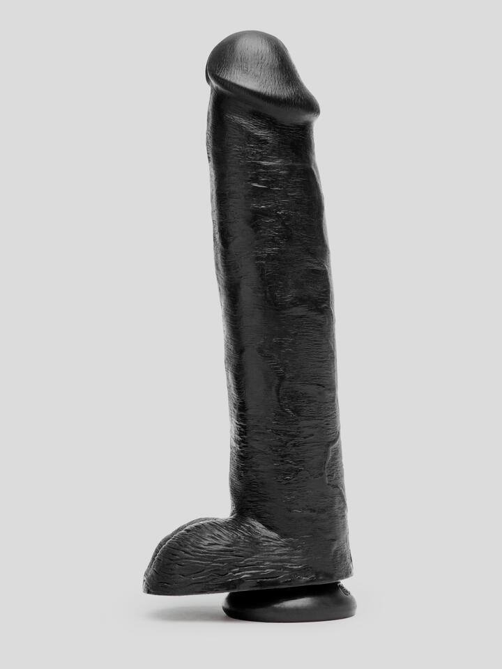 King Cock Mega Girthy Realistic Black Suction Cup Dildo 14 Inch - Black