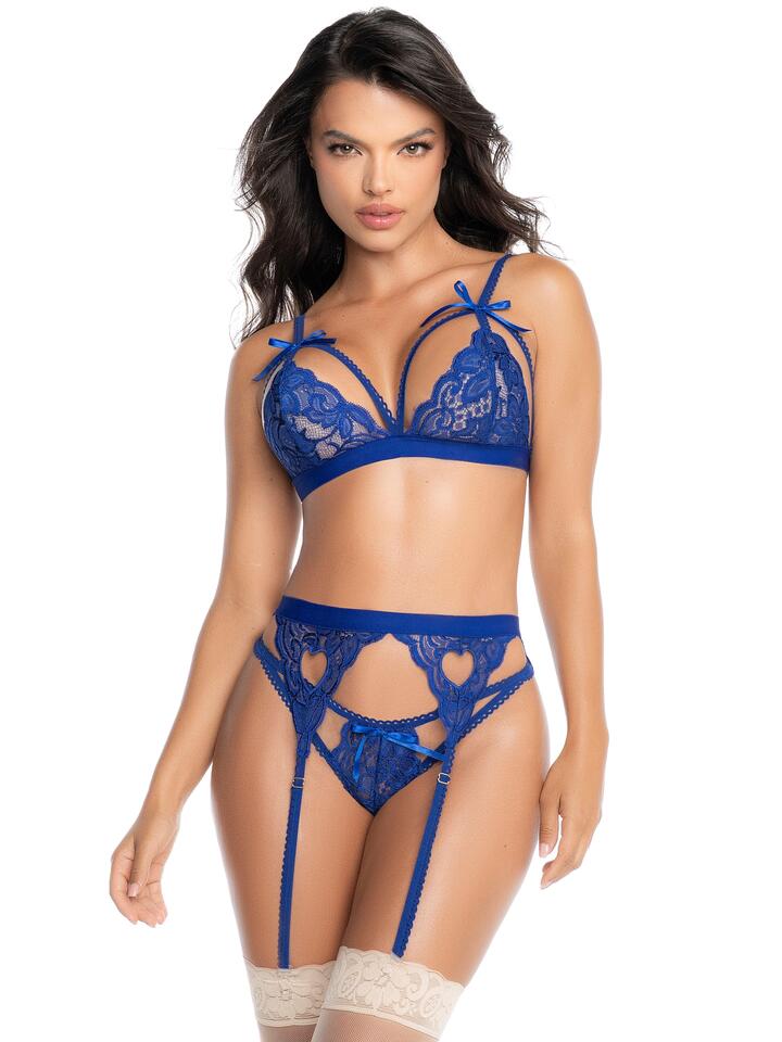 Mapale Sweetheart Royal Blue Lace Bra Set - S / M - Blue