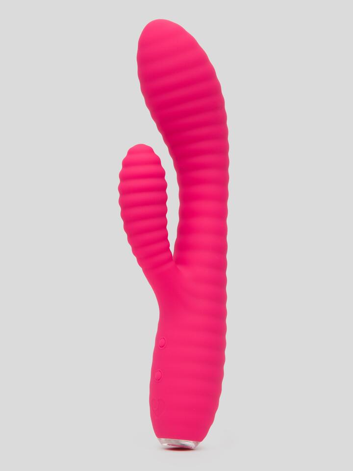 Lovehoney Ripple Rabbit Rechargeable Silicone Ribbed Rabbit Vibrator - Pink