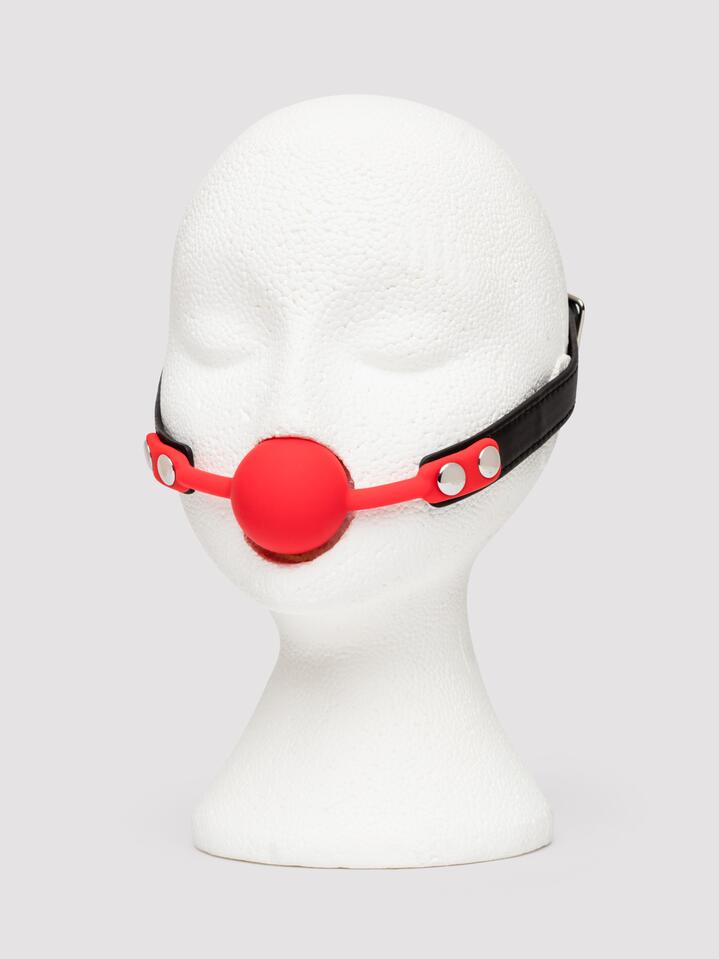Bad Kitty Silicone and Faux Leather Ball Gag - Red