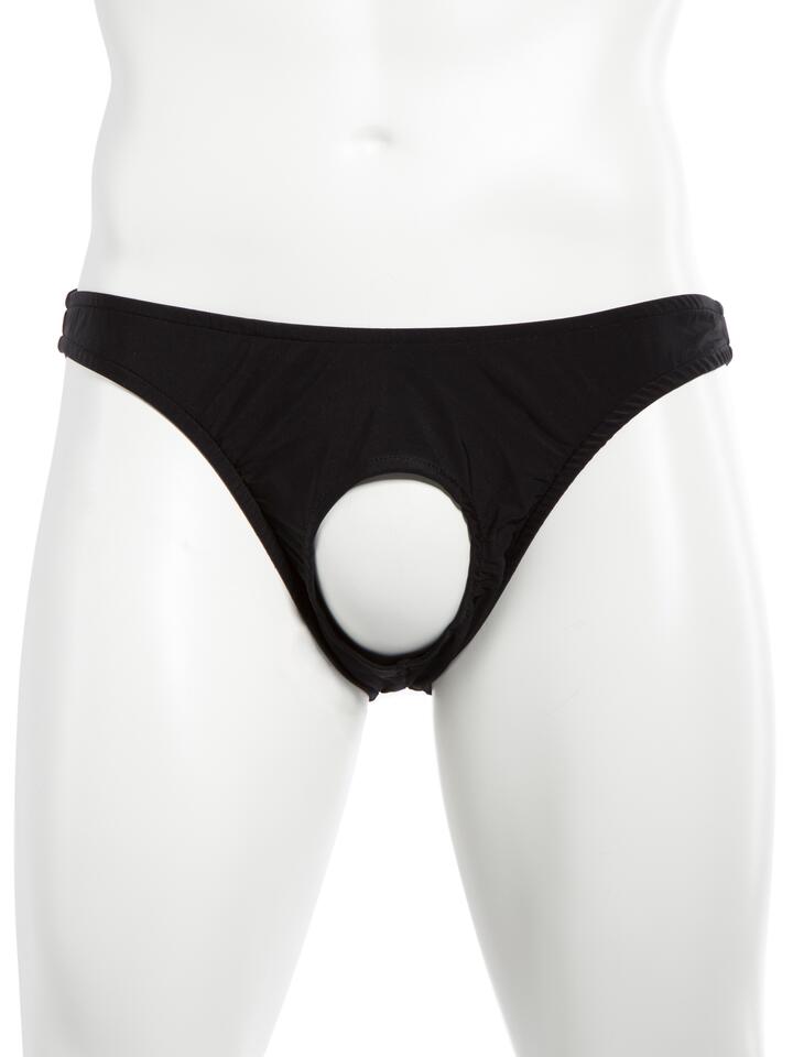 Male Power Black Pouchless Open Front Briefs - One size - Black