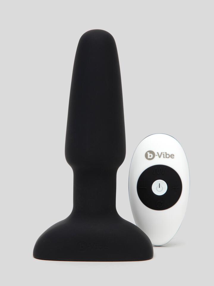 b-Vibe Remote Control Rechargeable Vibrating Rimming Butt Plug - Black