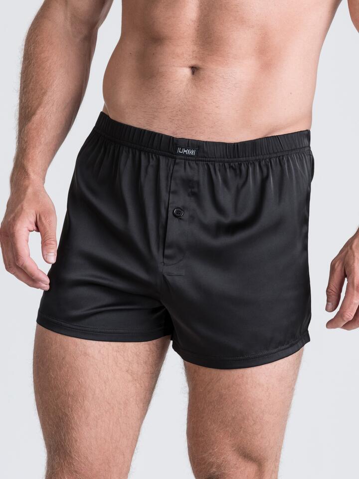 LHM Black Satin Boxer Shorts - XXL - Black