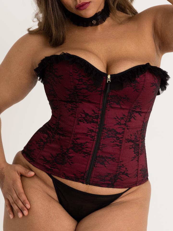 Lovehoney Plus Size Lace Silhouette Corset - 3X / 4X - Wine