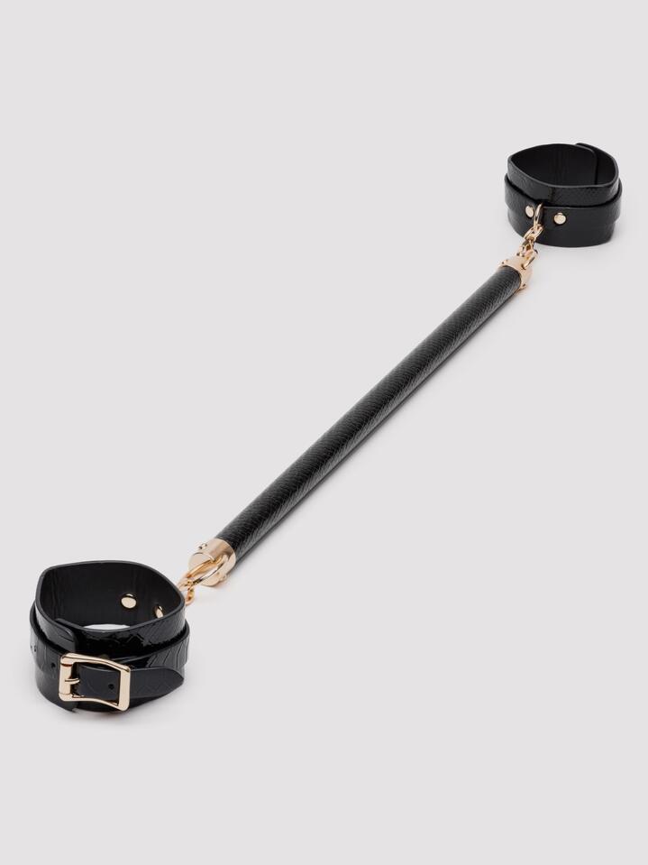 Bondage Boutique Faux Leather Spreader Bar 20 Inch - Black
