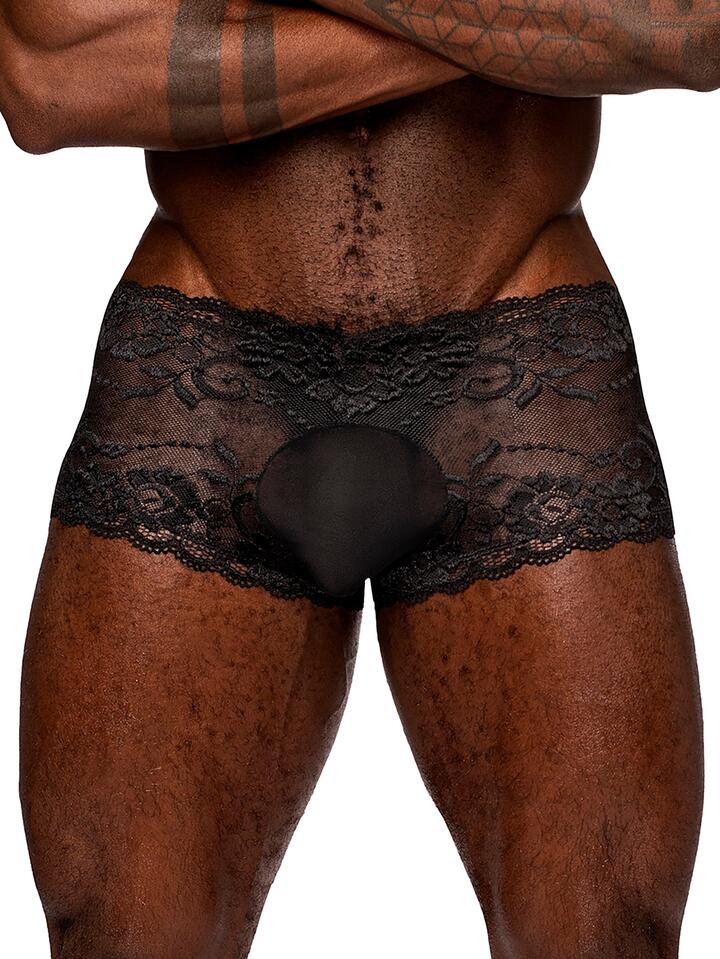 Male Power Black Lace Boxers - Large - Black