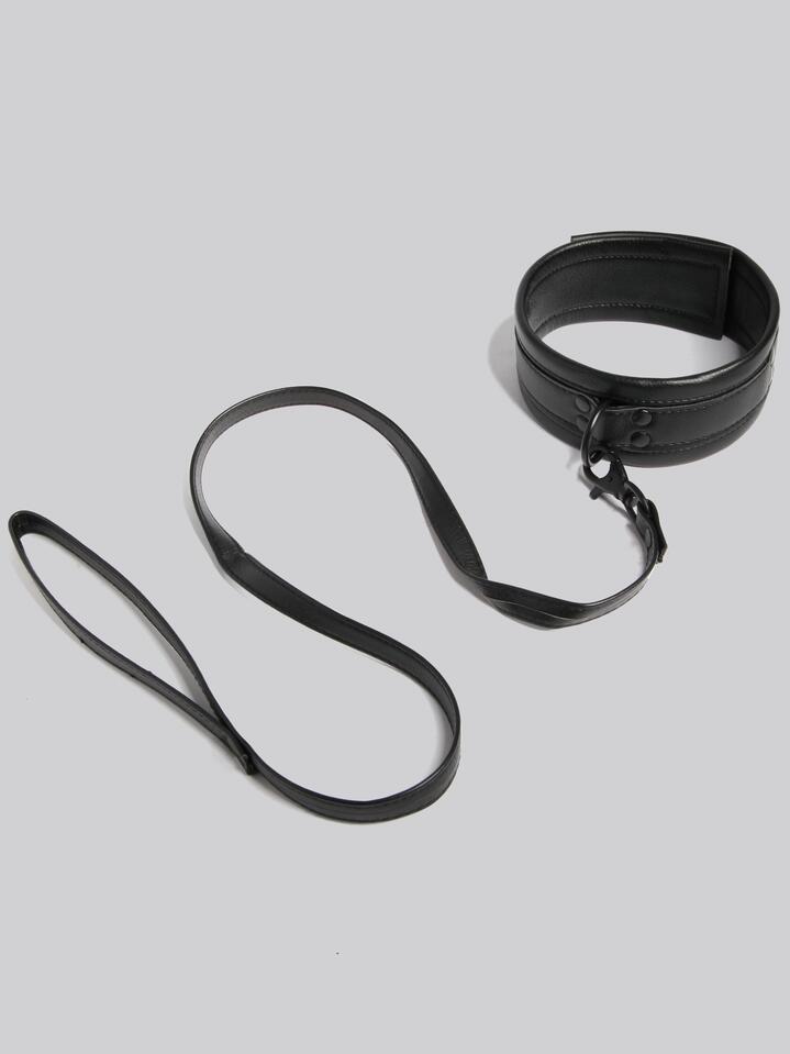 Bondage Boutique Faux Leather Collar and Lead - Black