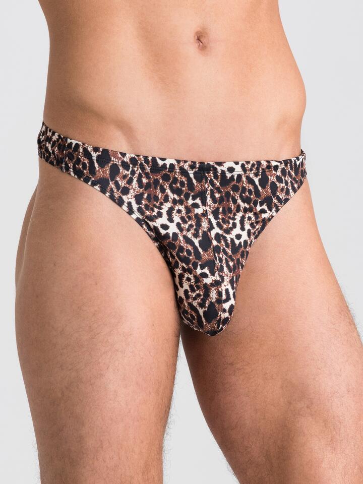 LHM Leopard Print Thong - S / M - Brown