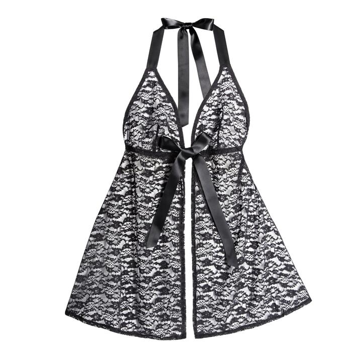 Lovehoney Unwrap Me Black Lace Babydoll - One size - Black