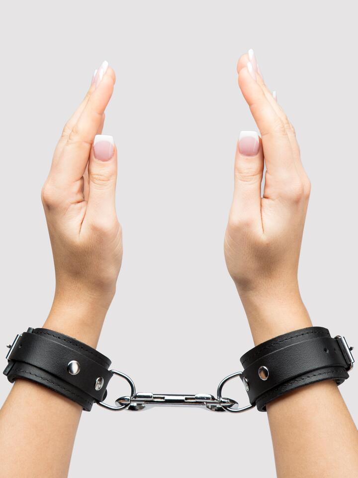 Bondage Boutique Soft Leather Handcuffs - Black