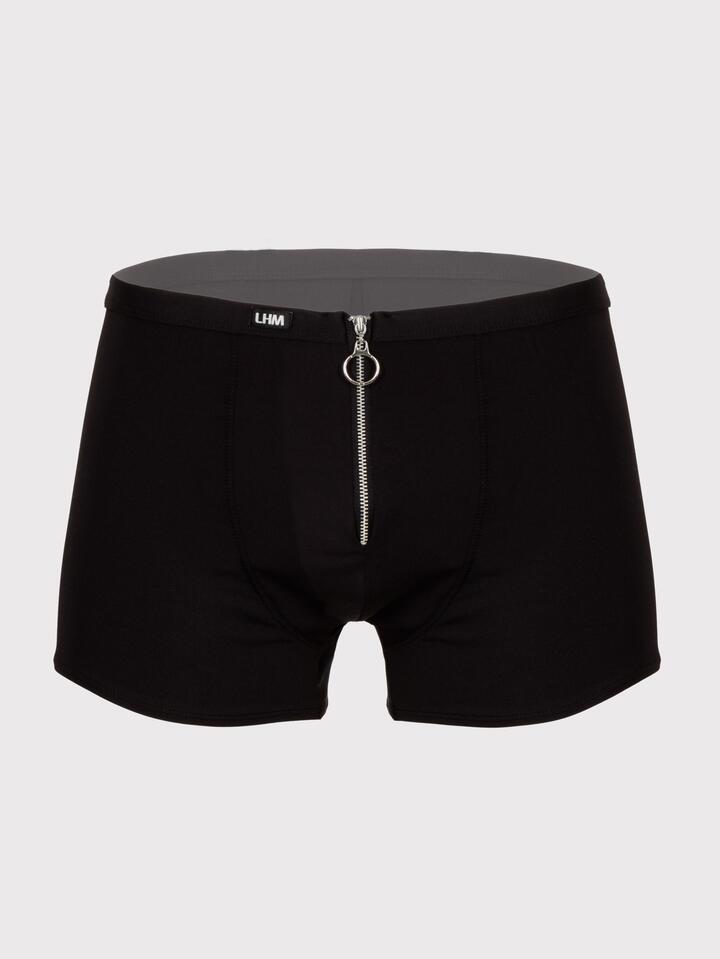 LHM Zip Front Microfibre Boxer Shorts - S / M - Black
