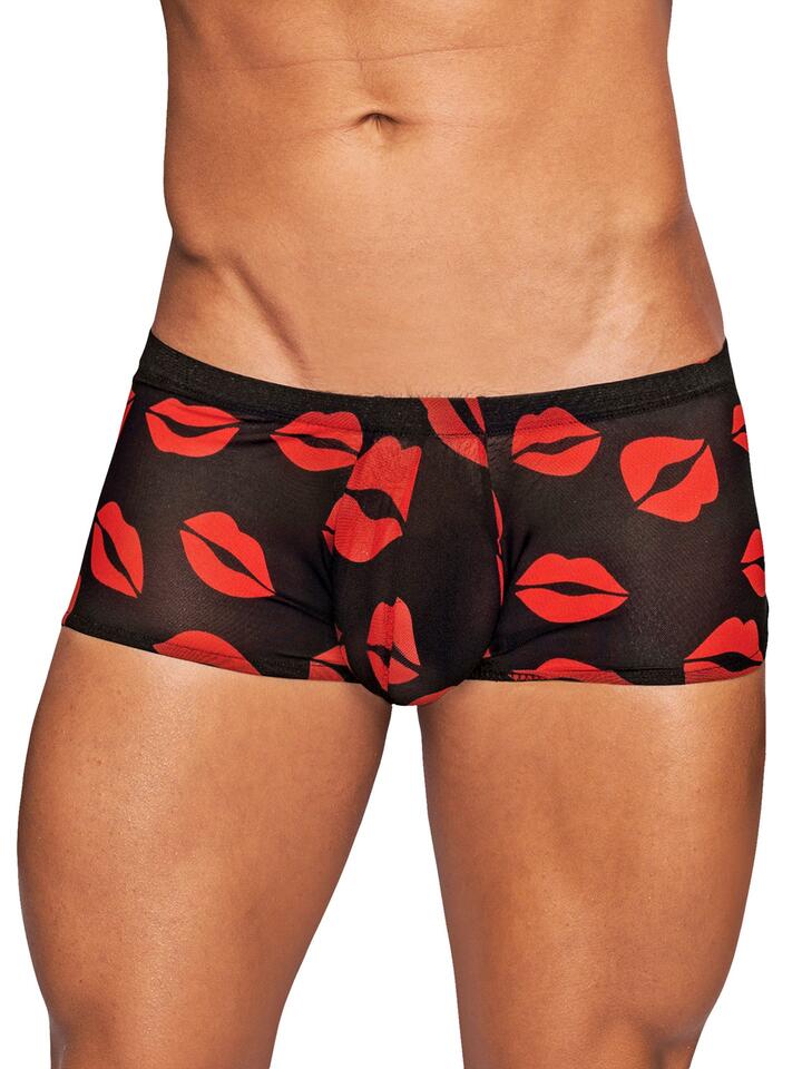 Male Power Lipstick Kisses Boxer Shorts - Medium - Black