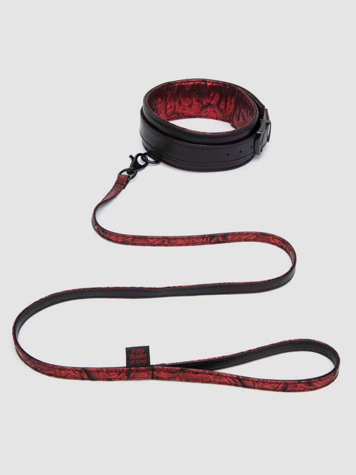 Fifty Shades of Grey Sweet Anticipation Reversible Faux Leather Collar and Lead - Black