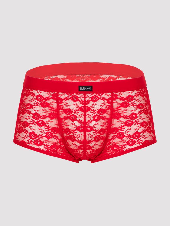 LHM Red Lace Boxer Shorts - S / M - Red