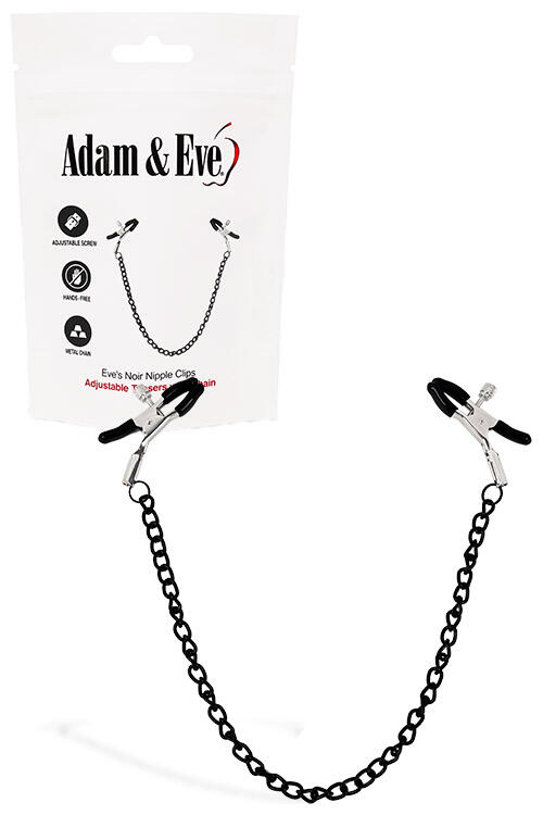 Adam and Eve Eves Noir Nipple Clamps With Chain
