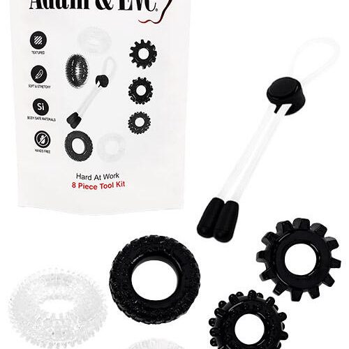 Adam and Eve Hard At Work 8 Piece Cock Ring Set