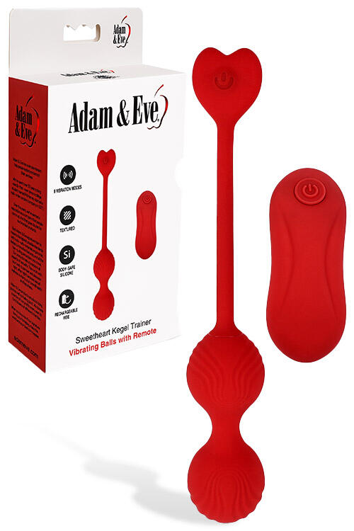 Adam and Eve Sweetheart Kegel Trainer 7.9" Vibrating Kegel Balls With Remote Control