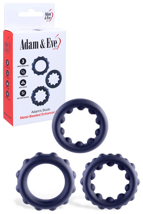 Adam and Eve Adams Studs 3 Piece Metal Beaded Cock Ring Set