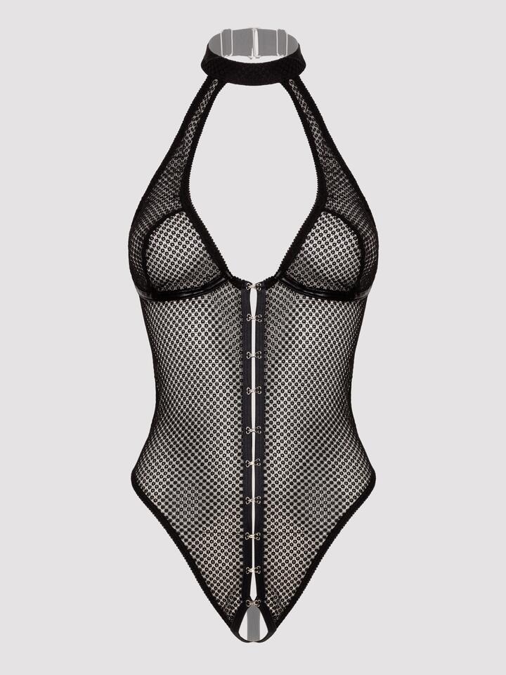 Lovehoney Forbidden Romance Black Mesh Crotchless Body - One size - Black