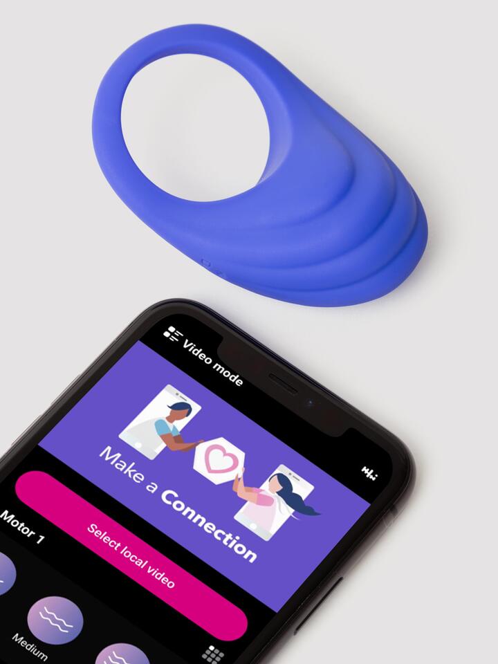 Connect App Controlled Vibrating Couples Ring - Purple