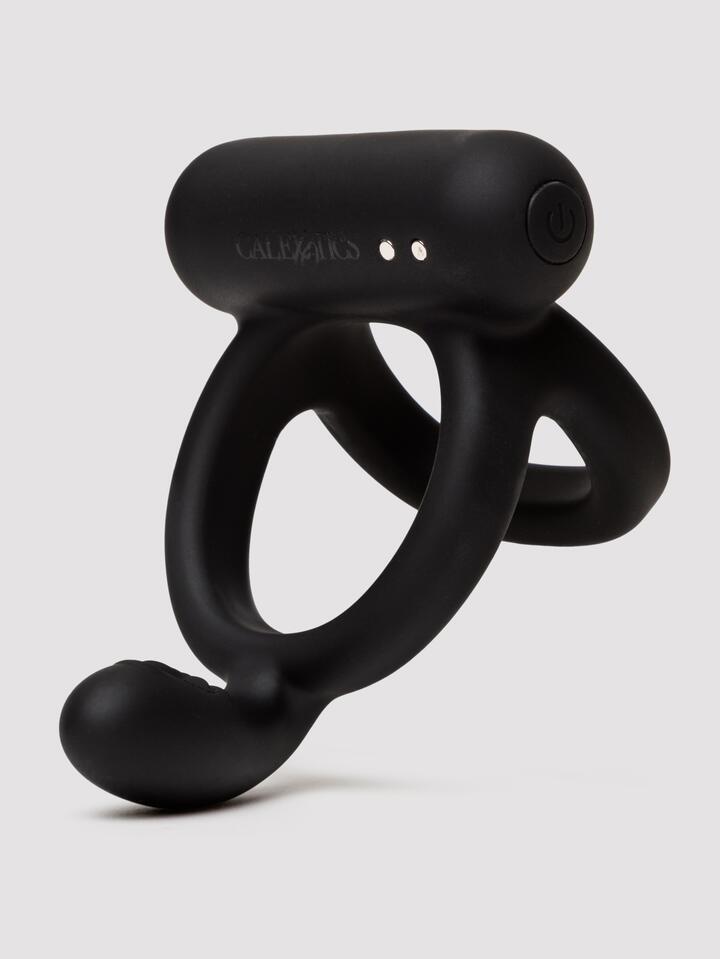 Closer Intimate Caress Rechargeable Taint Stimulation Cock Ring - Black