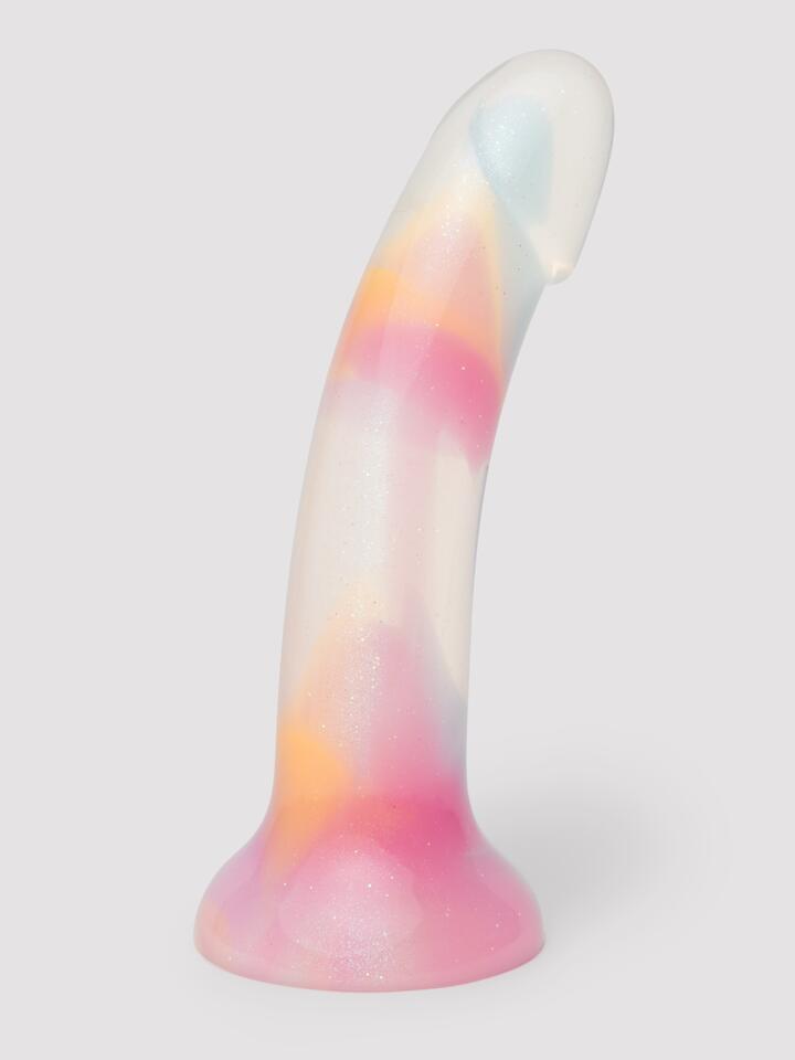Lovehoney Glitter Curved Silicone Dildo 6 Inch - Pink