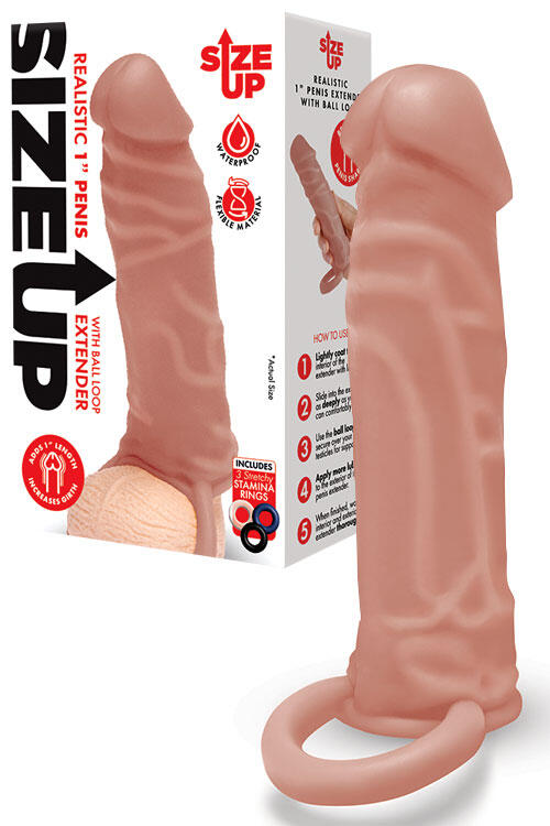 Size Up 5.9" Realistic Penis Extender With Ball Loop