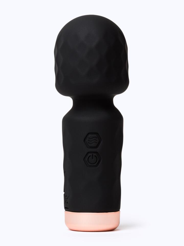 Lovehoney Mini Black Silicone Wand Vibrator - Black